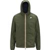 K-Way Giacca unisex modello Jake Plus 2 Double, in nylon ripstop impermeabile, cappuccio regolabile con coulisse, cerniera, tasche frontali, vestibilità aderente, colore verde - B.