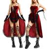 Vhersily 2026 Abito Da Cocktail Da Donna Gotico Costume Contessa Vampira Vestito Pirata Medievale Donna Alto Basso Vintage Aderenti Gotico Punk Divertente Cameriera Abito Corto per Carnevale Cosplay