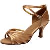Eauptffy Scarpe da ballo latino da donna, professionali, per sala da ballo, festa, salsa, performance, scarpe con tacco basso, sandali per sala da ballo, salsa