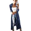 Suncolour Maxi Cardigan Lungo in Velluto da Donna Maxi Cardigan con spolverino Aperto sul Davanti in Velluto