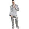 Seres Pigiama da uomo in raso set di camicia superiore e pantaloni lunghi in seta artificiale con motivi eleganti, 5+ colori,