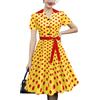 EFOGEP Abito da donna Rockabilly anni '50, vintage, a maniche corte, a pois, per cocktail, feste, lunghezza al ginocchio, con cintura