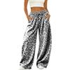Generico Pantaloni da Tuta Larghi da Donna con Stampa Leopardata e Coulisse