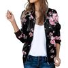 YIzdegg Bomber da donna con fiori, per le mezze stagioni, da donna, taglie forti, giacca autunnale con cerniera, leggera, corta, giacca per le mezze stagioni, giacca da aviatore, giacca funzionale