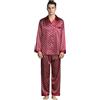 Seres Pigiama da uomo in raso set di camicia superiore e pantaloni lunghi in seta artificiale con motivi eleganti, 5+ colori,