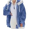 IQYU Giacca da donna con cappuccio, calda - Cappotto invernale da donna, chiusura a strappo, in finta pelle, soffice pile, giacca a maniche lunghe, da montagna