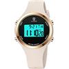 aswan watch Orologio Digitale Donna, Sveglia, Cronometro, LED, Calendario | Display notturno con luce LED, calendario, formato 12/24 ore e cinturino in silicone; modello sportivo leggero.