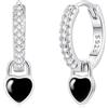 Bewenda Orecchini in argento 925 per bambini, adolescenti, ragazze, donne, orecchini a cerchio con ciondolo a forma di cuore, ipoallergenici, in argento 925, pendenti a cerchio con zirconi bianchi