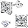 Dochais Orecchini Uomo Argento 925 Punto Luce Ipoallergenici Donna | 20G Orecchini Donna Oro Argento Brillante Diamante Sintetico Zirconia Cubica Quadrata Placcati Oro 14K Orecchino a Lobo