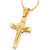 COOLSTEELANDBEYOND Piccolo Crocifisso Colore Oro Croce, Gesu Cristo, Collana Pendente Uomo Donna, Ciondolo Acciaio, 50CM Corda Catena