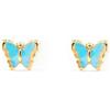 Monde Petit Orecchini per bambini blu Farfalla - oro giallo 18k (750)