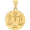 amor - Ciondolo per Catenina Unisex Donna Uomo in Oro 375 - Design a Segno Zodiacale Bilancia - AMR-P0107
