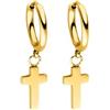 Purelei Orecchini Cross Creole Purelei (oro), Orecchini da donna in acciaio inossidabile, Gioielli da donna durevoli, Orecchini con croce ideali come regalo, 13,9 mm di diametro (Oro)