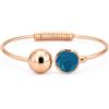 GDG JEWELS Bracciale Donna a Molla Dipinto a Mano, Bracciale in Zama con Finitura Oro Rosa e Dettaglio Azzurro, Elegante e Leggero, Gioielli Donna, Diametro 5,5 cm, Anallergico