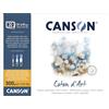 Canson Coton D'Art, Carta per acquerello, grana fine, 300 g/m², blocco incollato su 4 lati, 31 x 41 cm, bianco naturale, 20 fogli