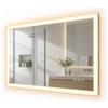 Relaxdays Specchio da bagno LED | Dimmerabile, con presa, touch, antiappannamento, IP44, vetro e alluminio, 50 x 70 cm