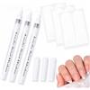 MrCuvaryas French Nails - Set di 3 penne bianche per nail art con 6 adesivi French Tip, set di penne per smalto 3D, per manicure francese, pedicure, nail art
