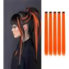 HAJHI Hair Tinsel 5 Pezzi Lisci Sintetici Fata Hair Extensions 23,6 Pollici Per Riccioli Fai Da Te Extension Capelli Colorati Con Clip Halloween Per Saloni(Arancia)
