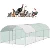 UISEBRT Gabbia per pollaio, in tubi zincati, 3 x 6 m, per galline, pollaio, pollaio, con porta bloccabile e tetto a cupola, per polli, piccoli animali, conigli, pollame