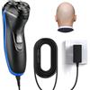 Beedove Rasoio da uomo, con cavo migliorato, con testine girevoli 3D e potente 12 V, 10000 giri/min, pieghevole, rasoio a secco per testa e viso (nero e blu)