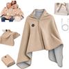 Dujuanus Scialle Riscaldato USB Donna, Coperta Riscaldante Portatile in Pile, 3 Livelli di Calore, Poncho Termico per Viaggio, Casa, Campeggio e Auto (Beige)