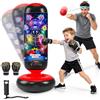 KIZJORYA Sacco da boxe gonfiabile per bambini, con tappeto musicale e palla | Sacco da boxe per bambini in piedi, guantone da boxe, pompa ad aria, regalo per ragazzi e ragazze, 5-15 anni