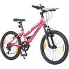 Romico Mountain bike per bambini, 20 pollici, 6 marce, mountain bike, con forcella ammortizzata, telaio in acciaio hardtail e freni a V, per bambini, blu e rosa