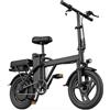 MUSELR Bicicletta elettrica per adulti, bicicletta elettrica pieghevole da 14 pollici, batteria rimovibile da 48 V e 15,6 Ah, autonomia di 60-80 km, ideale per adolescenti e adulti per gli spostamenti urbani