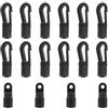 HOMOCONO 16 Pezzi Ganci Terminali per Corda Elastica in Nylon, Neri, per Canoe | Leggeri e Resistenti alle Intemperie, Fissaggio Sicuro per Pagaie, Giubbotti e Sacche Stagne