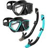 Jwintee Set da snorkeling per adulti, maschera subacquea, occhialini da nuoto | Maschera da snorkeling HD panoramica, boccaglio con testa asciutta, occhialini da nuoto anti-appannamento e impermeabili