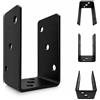 Torvon Supporto per pali a U, nero, 100 x 90 x 60 x 4 mm, 1 pezzo, per pali in legno, travi, in acciaio S235, ancoraggio per pali per calcestruzzo