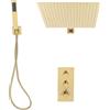 ravixia Set doccia da incasso, oro spazzolato, soffione doccia quadrato, in acciaio inox 304, tutto in metallo, set doccia a pioggia con rubinetto