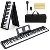 KOMFOTTEU Pianoforte Digitale 88 Tasti Pieghevole, con MIDI Wireless, Altoparlanti Doppii, 1000 Timbri E Ritmi, Tastiera Elettronica Semi-Pesato, Pianola Facile da Trasportare con Borsa (Nero)