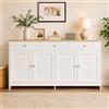 Ojjxh Credenza Cucina, Credenza Soggiorno Moderno, Bianco, 160x37x75cm | Mobile Cucina Salvaspazio, Mobile Buffet con 4 Ante, 3 Cassetti, Ripiani Regolabili per Soggiorno, Sala da Pranzo, Ingresso