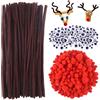 TUPARKA Set di artigianato fai-da-te di renne di Natale da 650pezzi, tra cui 70 pezzi di scovolini marrone ciniglia, 320 pezzi di occhi googly, 260pezzi pompon rossi pompon nasi rossi per imbarcazioni