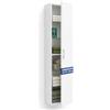 Shally Dogan Pensila a Colonna da Bagno Alto con 1 Anta a Parete, Mobile Slim da Muro Bianco, 4 Mensole in Vetro Temperato e 1 in Legno, Armadio Multiuso da Bagno, Soggiorno, Ufficio 16 x 31 x 136 cm