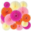 AOOTE Rosa Arancio Ventagli di Carta Decorazione Confezione,16 PCS | Ventagli di Carta Decorativi Festa,Paper Fans Ventole Piegate Decorative Ventaglio Rotondo per Feste Compleanno Matrimonio