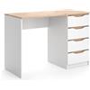 Vicco Scrivania Ruben, Bianco/Rovere artigianale 110 x 50 cm | con 4 cassetti