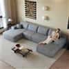 luckdect 340 cm Divano componibile con penisola a L, divano ad angolo convertibile a 5 posti in velluto a coste, divano compresso senza montaggio, per soggiorno e camera da letto, (grigio+L)