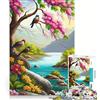 JIANGENNF Puzzle da 1000 pezzi per ragazzi, uccelli e fiori in riva al fiume, giocattolo decorativo da parete, regalo di compleanno, adatto per la decorazione della scrivania 38x26cm