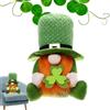 Generisch Gnomi di San Patrizio in peluche, 38 cm/23 cm, leprecano | Tomte Elf - Statuetta a forma di foglia di foglie in tessuto e cotone PP, decorazione festiva verde, decorazione natalizia