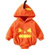 Generico Costume Halloween Bambino Travestimento Halloween per Neonati, Costume a Forma di Zucca Unisex con Cappuccio, Maniche Lunghe e Calze a Righe Incluse, Abito per Feste a Tema