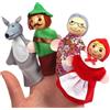 Nukinp 4 pezzi/set burattini a mano per bambini, Cappuccetto Rosso burattini a mano giocattolo gioco di ruolo interattivo teatro delle marionette dei cartoni animati per bambini regali per