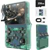 BEEWOOB R40S PRO Console di gioco portatile, 30000+ HD Games Retro Gaming Console, Mini console video retrò ricaricabile 3800mAh con scheda TF da 256 GB, portatile Pocket Arcade (verde trasparente)