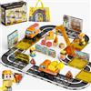 burgkidz Set Costruzioni Magnetiche Stradali: 47 Pezzi Bambini dai 3 Anni | Blocchi Magnetici Compatibili 3 Misure, Costruisci Scene da Cantiere con Veicoli Gru e Figurina, Regalo STEM senza Schermo