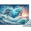 ISVMBMYGRWOw Delfini Puzzle 1000 Pezzi carta per adulti Oceano a forma di cuore Gioco di Puzzle 1000 Pezzi relax decorazione casa 52x38cm/1000pcs