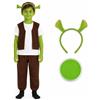 I LOVE FANCY DRESS LTD Costume da orco per bambini con orecchie Shrek e vernice per il viso verde con licenza ufficiale, divertente costume da mostro verde per Halloween, feste e settimana del libro
