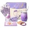 KINGTLE Regali per donne, regalo di compleanno per mamma, sorella, migliore amica con bomba da bagno, borsa per cosmetici, 12 pennelli per trucco, bracciale, San Valentino, festa della mamma, regalo