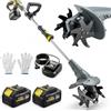 Outsunny Motozappa Senza Fili 18V 355W 2x4.0Ah 20cm Grigio | Leggero, sollievo dal mal di schiena, kit completo, lavorazione del terreno, orto, anziani