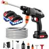 LTPAG Idropulitrice a batteria da 21 V, pulitore ad alta pressione portatile, senza fili, con 2 batterie, tubo da 5 m, ugello da 0° e 40°, pistola ad alta pressione portatile per auto, terrazza, giardino